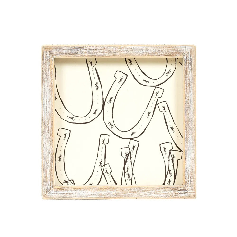 7x7x1.5 Reversible Wood Framed Sign (JARS/HORSESHOE)