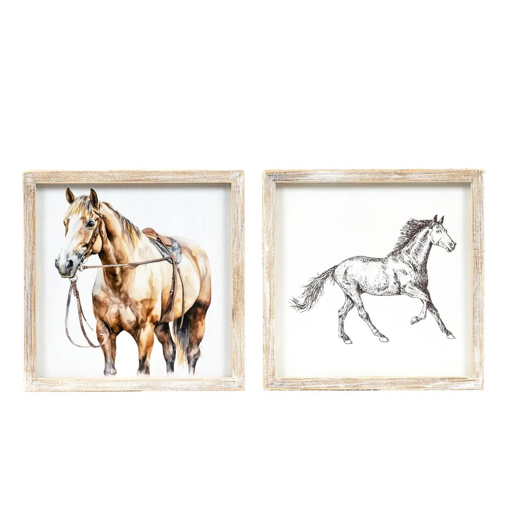 10x10x1.5 Reversible Wood Framed Sign (HORSE)
