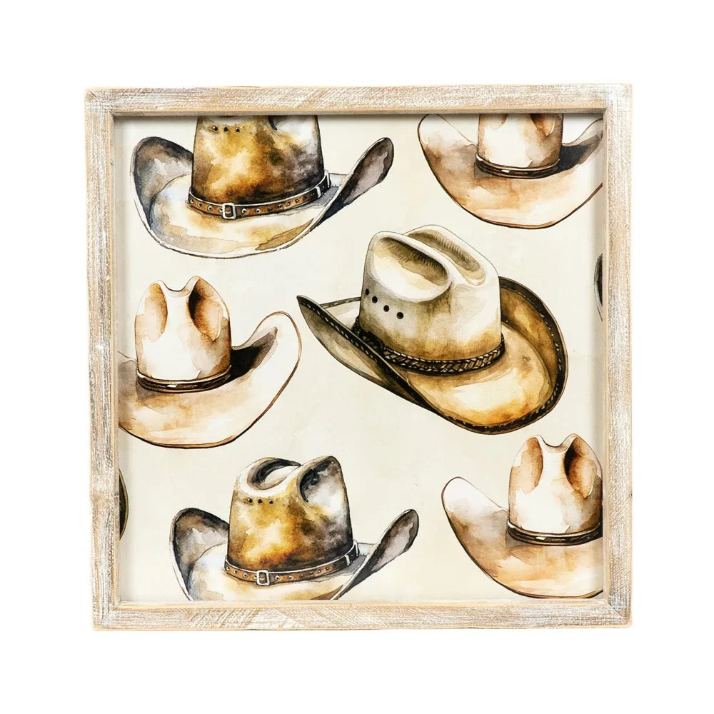 17x17x1.5 Reversible Wood Framed Sign (HAT/CACTUS)