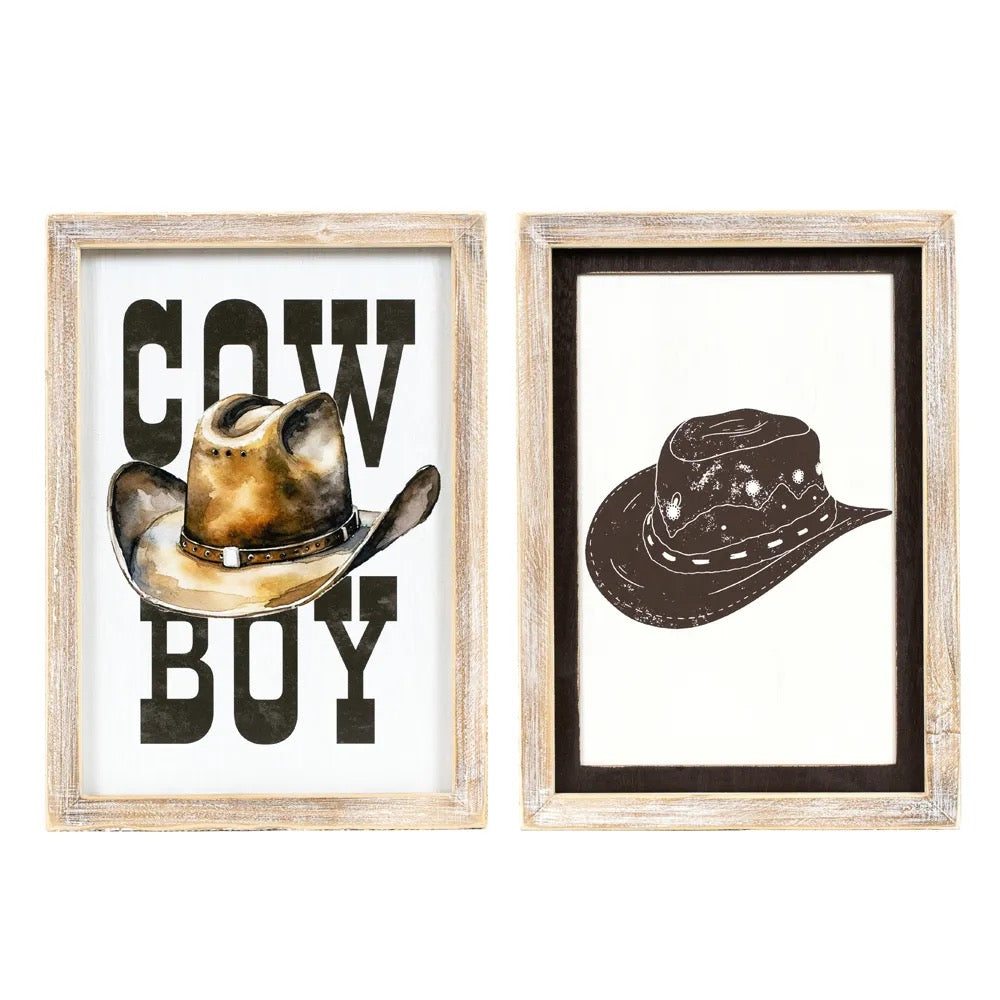 10x14x1.5 Reversible Wood Framed Sign (COWBOY)