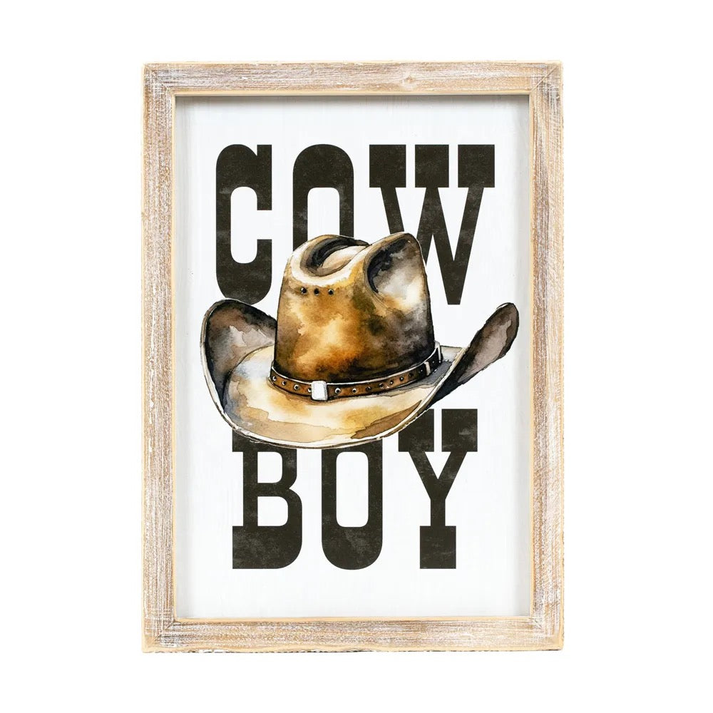 10x14x1.5 Reversible Wood Framed Sign (COWBOY)