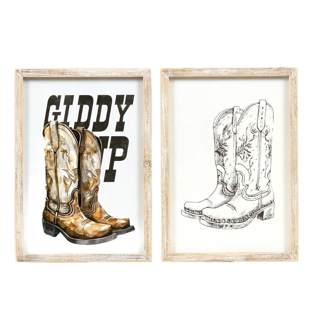 9x13x1.5 Reversible Wood Framed Sign (GIDDY)