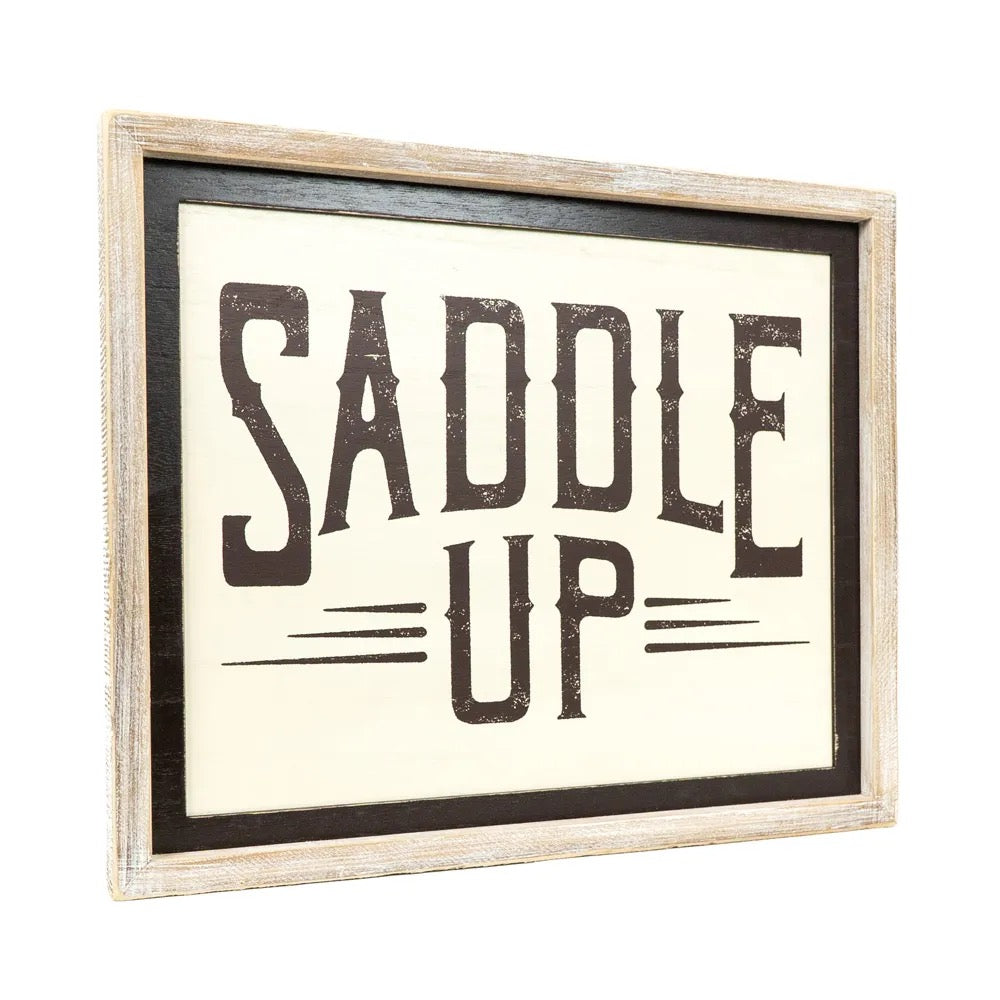 19x16x1.5 Reversible Wood Framed Sign (RIVER/SADDLE)