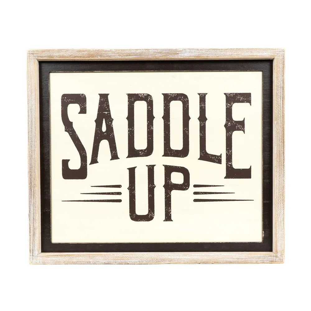 19x16x1.5 Reversible Wood Framed Sign (RIVER/SADDLE)