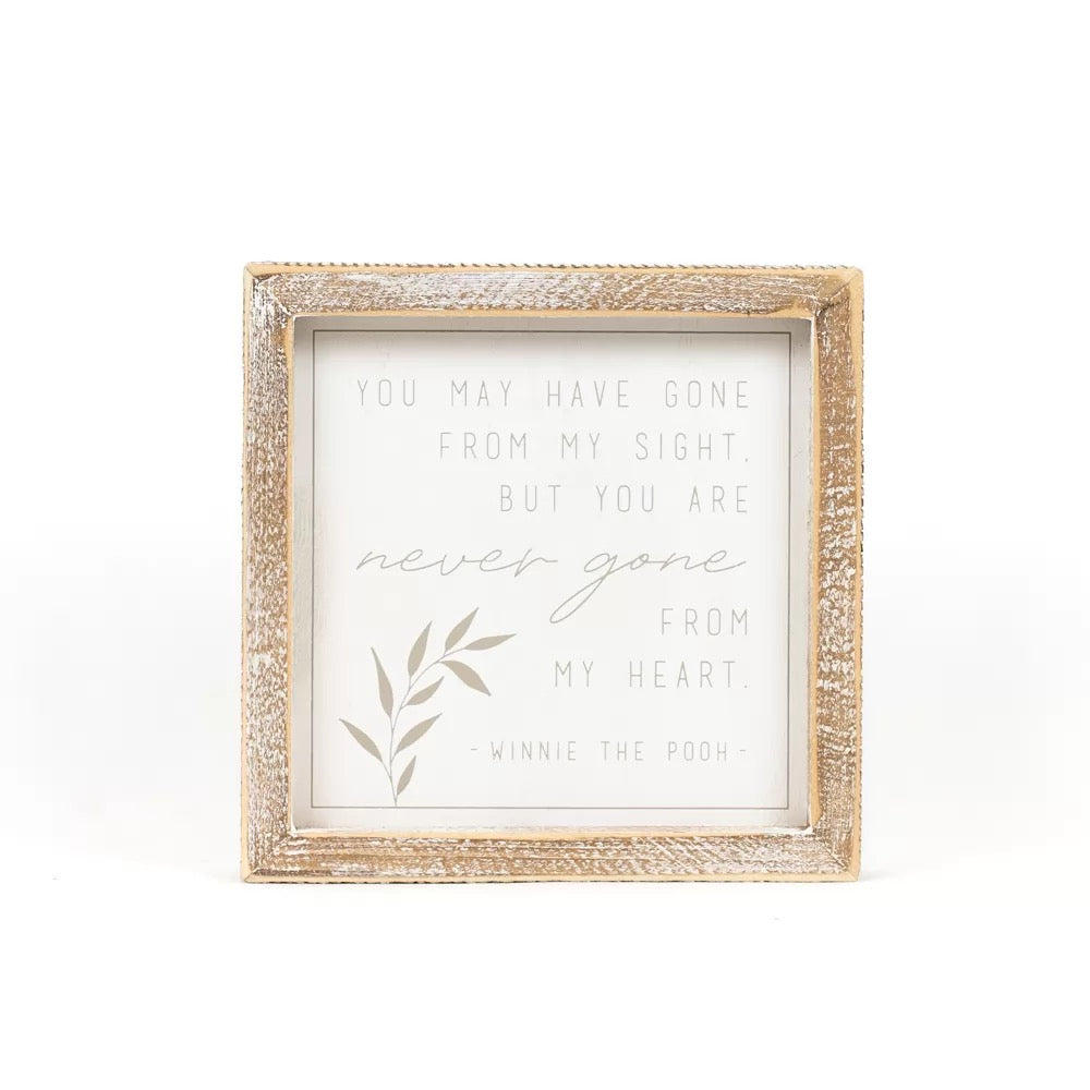7" X 7" X 1.5" Wood Framed Sign (Gone) White/Gray