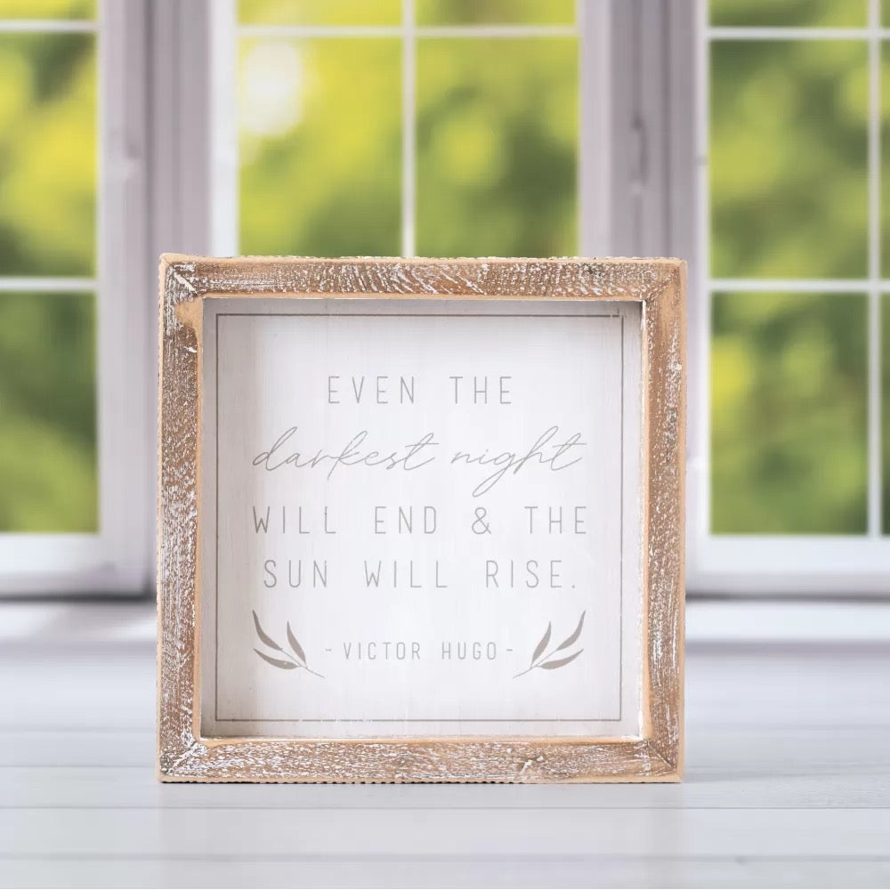 7" X 7" X 1.5" Wood Framed Sign (Darkest) White/Gray