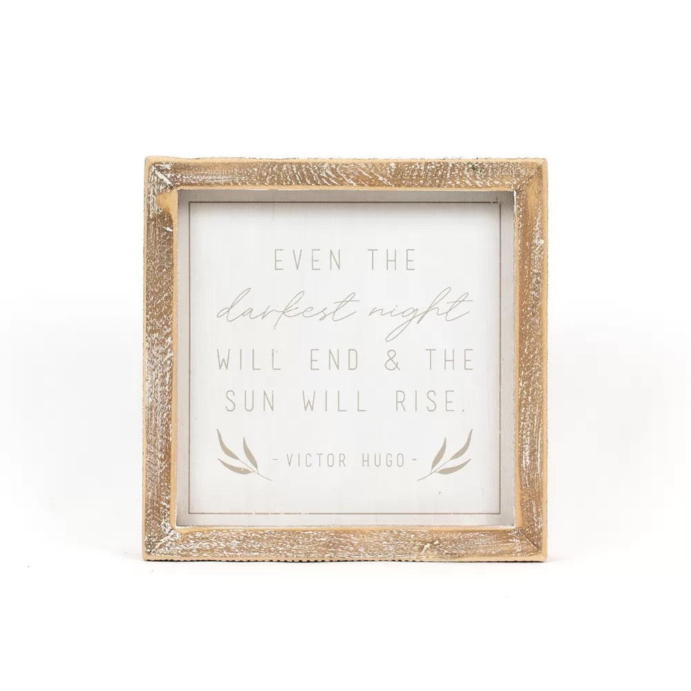 7" X 7" X 1.5" Wood Framed Sign (Darkest) White/Gray