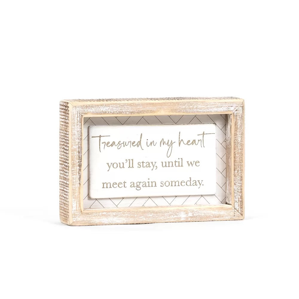 7" X 4.75" X 1.5" Wood Framed Sign (Treasured In My Heart) White/Natural