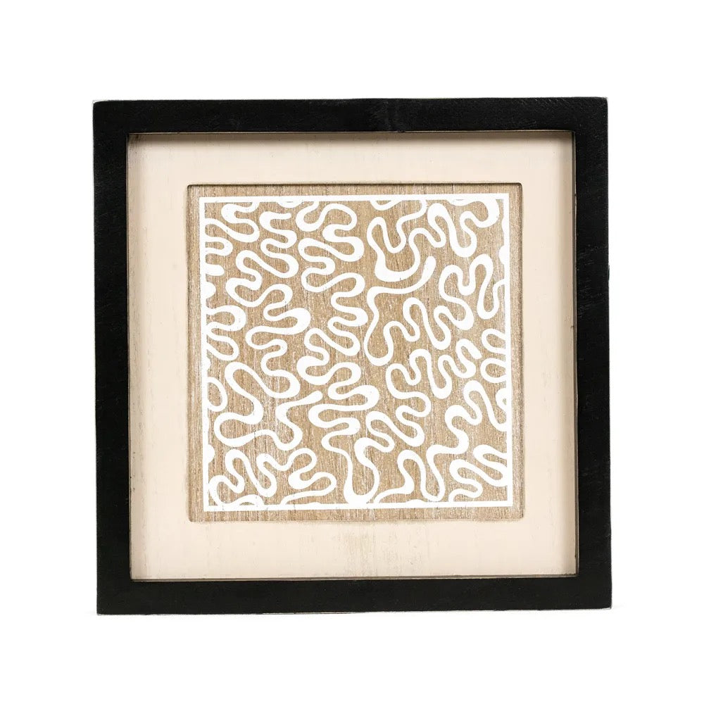 12x12x1.5 Reversible Wood Framed Sign (MONSTERA/SQUIGGLE)