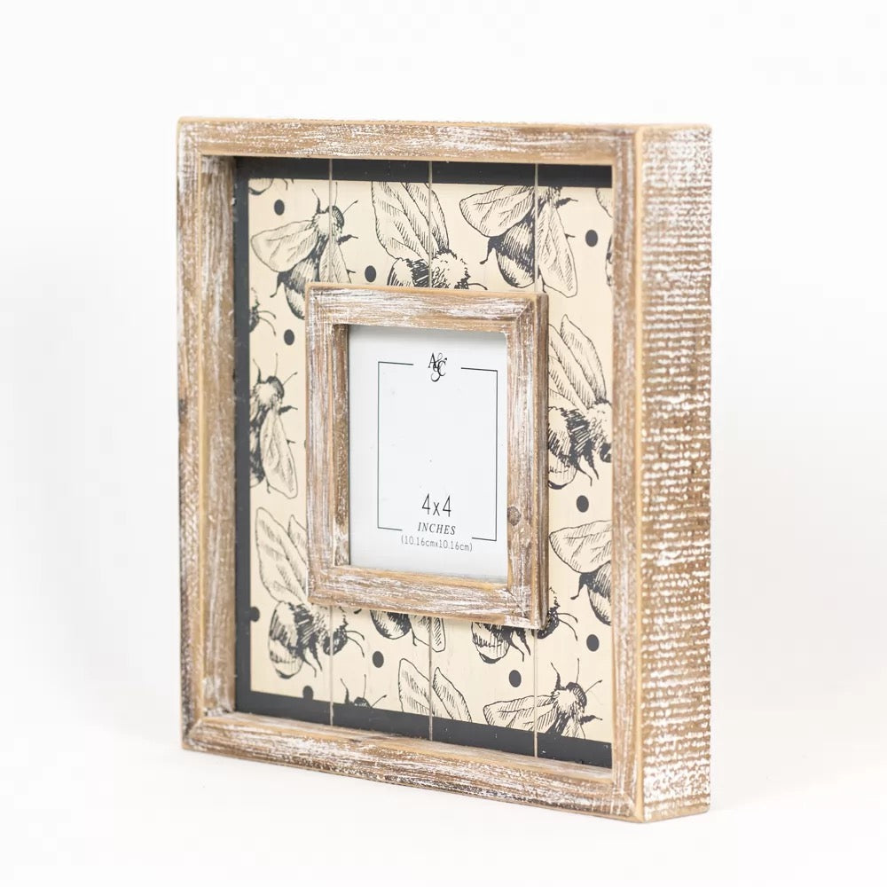 10" X 10" X 1.5" Wood Photo Frame (Bees) (4X4)