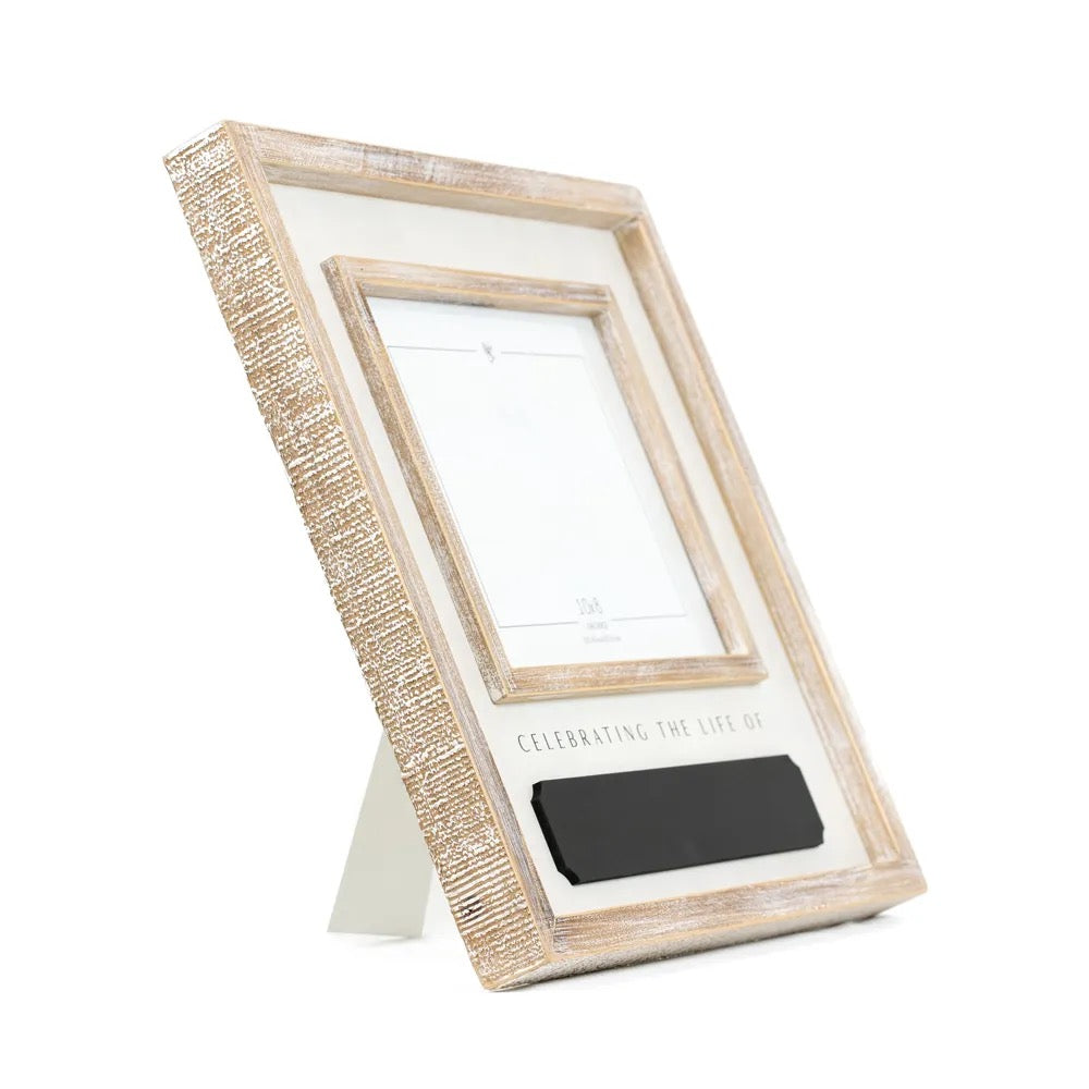 16x16x1.5 Wood Scallop Photo Frame (CELEBRATING) (10x8)