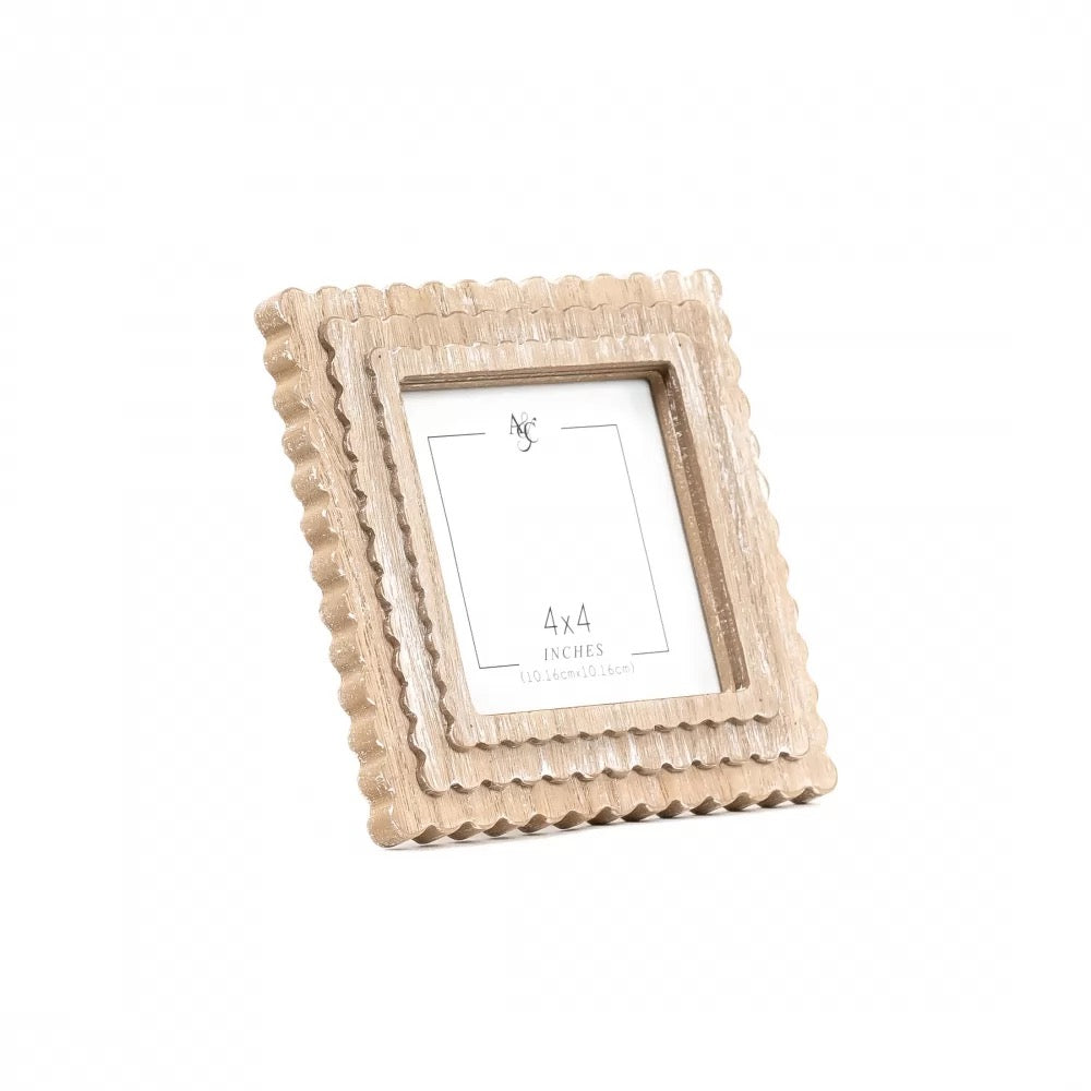 6" X 6" X 1" Wood Photo Framed (Scallop) Natural (4x4)