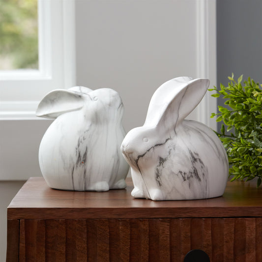 Marble Design Rabbit Shelf Sitter (Set of 2)  5"H, 5.75"H