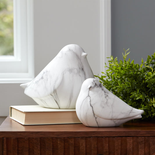 Marble Design Bird Shelf Sitter (Set of 2) 4.25"H, 6"H