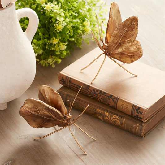 Gold Butterfly (Set of 2) 4"H, 4.5"H