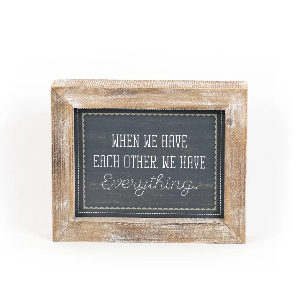 12" X 10" X 2" Reversible Wood Framed Sign (Family/Each) White/Gray/Blue