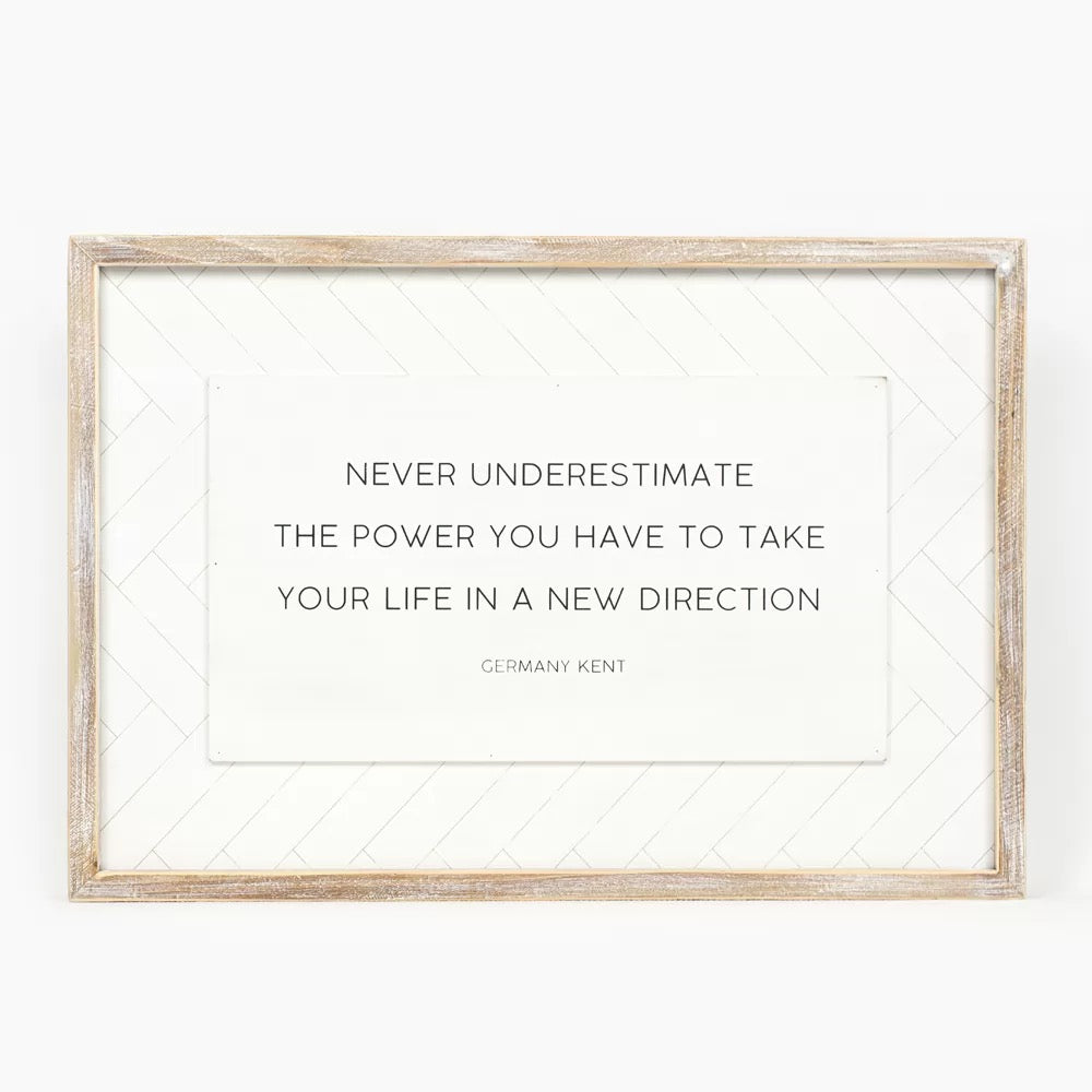 17" X 25" 1.5" Reversible Wood Framed Herringbone Sign (Beautiful/Life) White/Black
